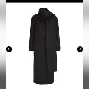 Sandro oversized wool coat long with attached scarf 36 XS